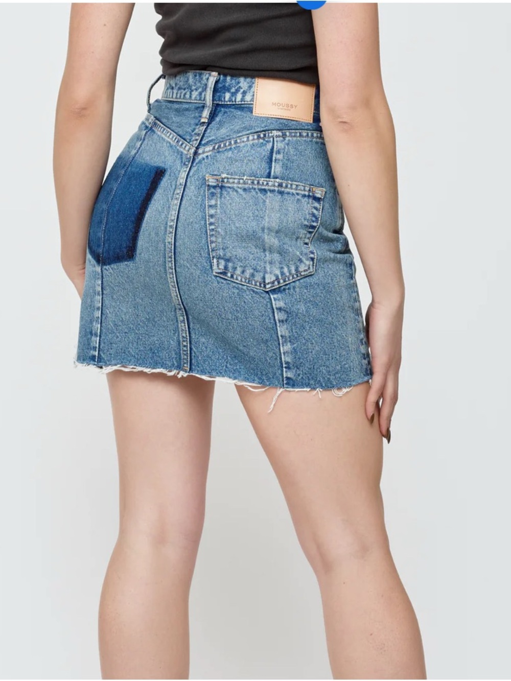 Moussy - my Thomoston asymmetrical Distressed Denim Mini Skirt - Picture 2 of 7